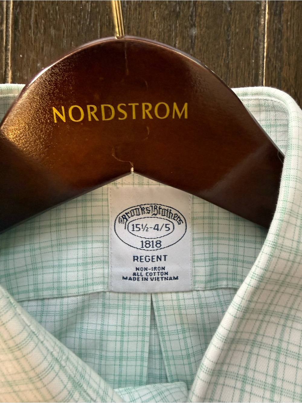 Brooks Brothers Regent 15.5 34/35 Mint Green Windowpane Dress Shirt
